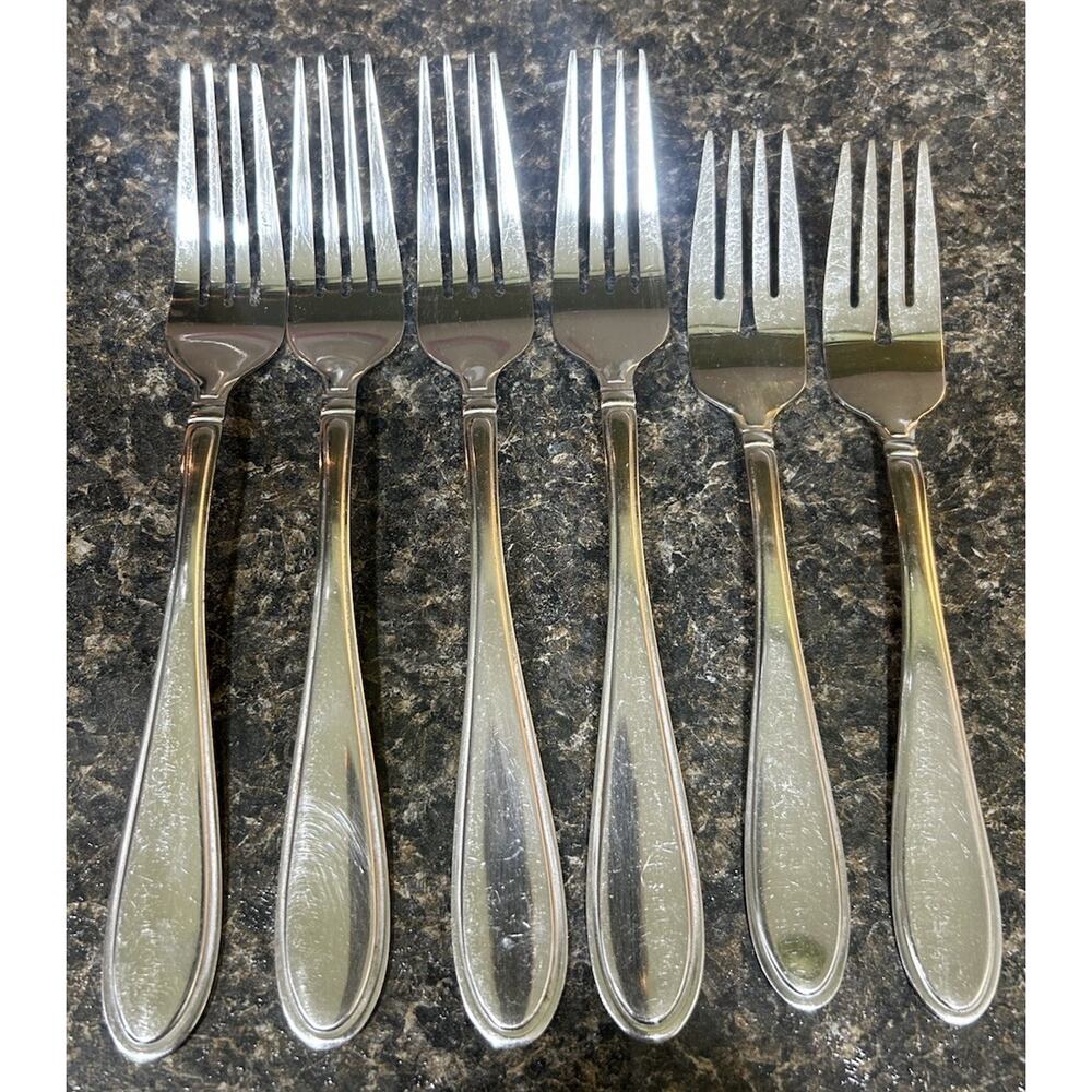 Cambridge CHERISH Pattern Set Of 6Pc 18/8 Stainless 4 Dinner & 2 Salad Forks
